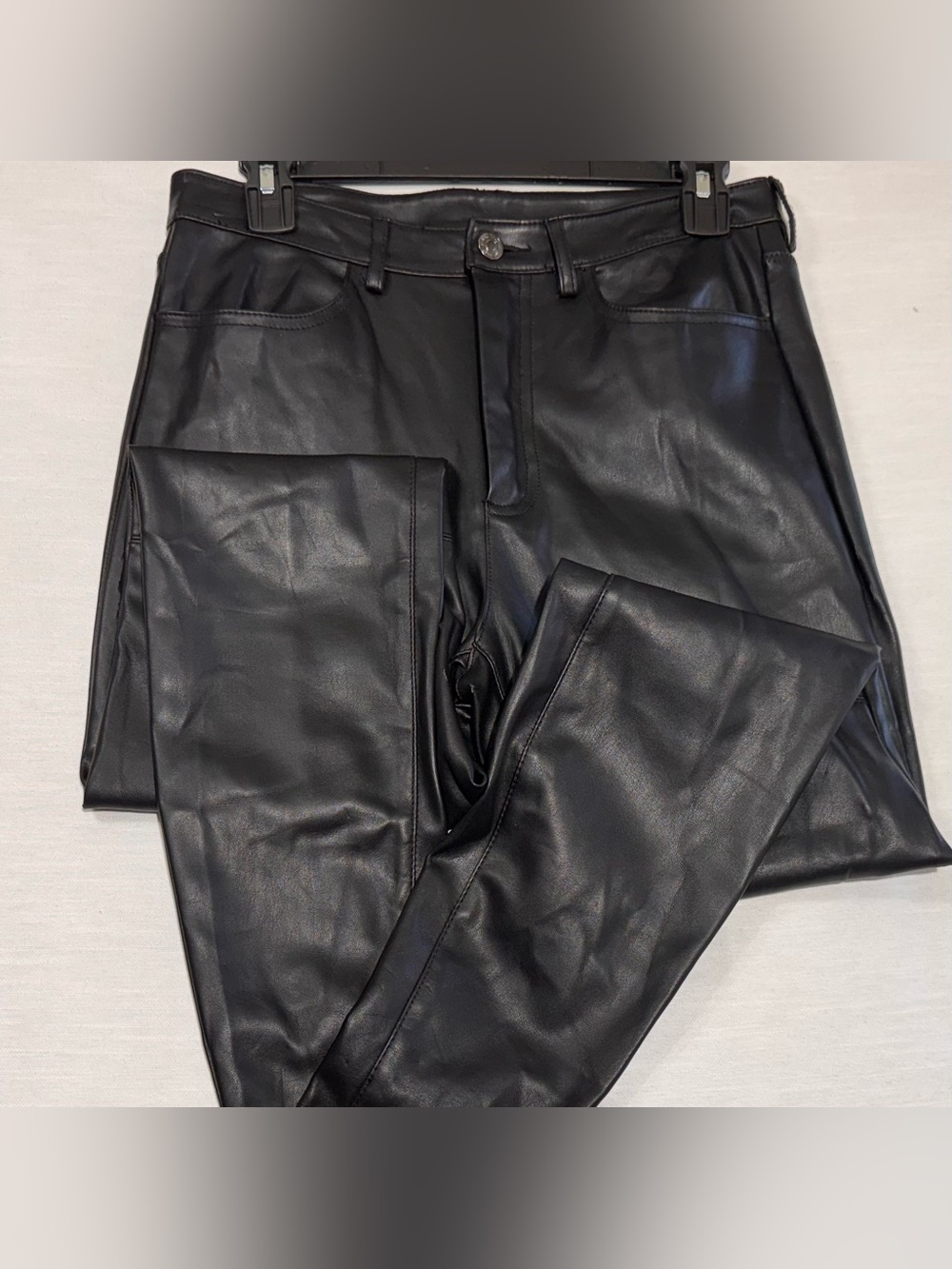 Free People Black Faux Leather Skinny Pants
